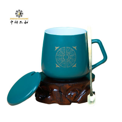 मैट 7x9cm पुन: प्रयोज्य सिरेमिक कॉफी कप चम्मच के साथ पारंपरिक चीनी चिकित्सा शैली