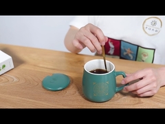 मैट 7x9cm पुन: प्रयोज्य सिरेमिक कॉफी कप पारंपरिक चीनी चिकित्सा शैली चम्मच के साथ